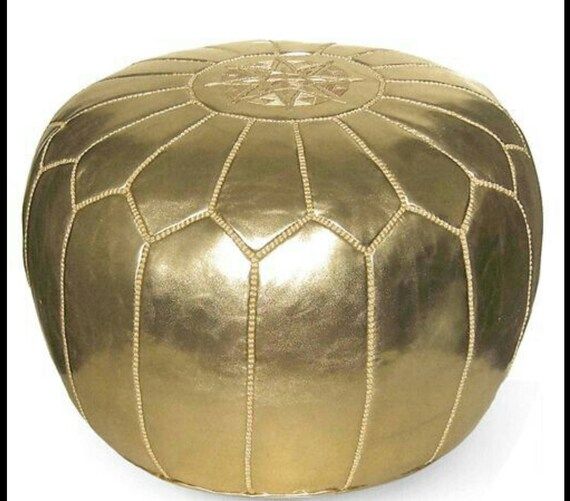 Gold Authentic Moroccan Faux Leather Pouf Handcrafted Leather Pouffe | Etsy (US)