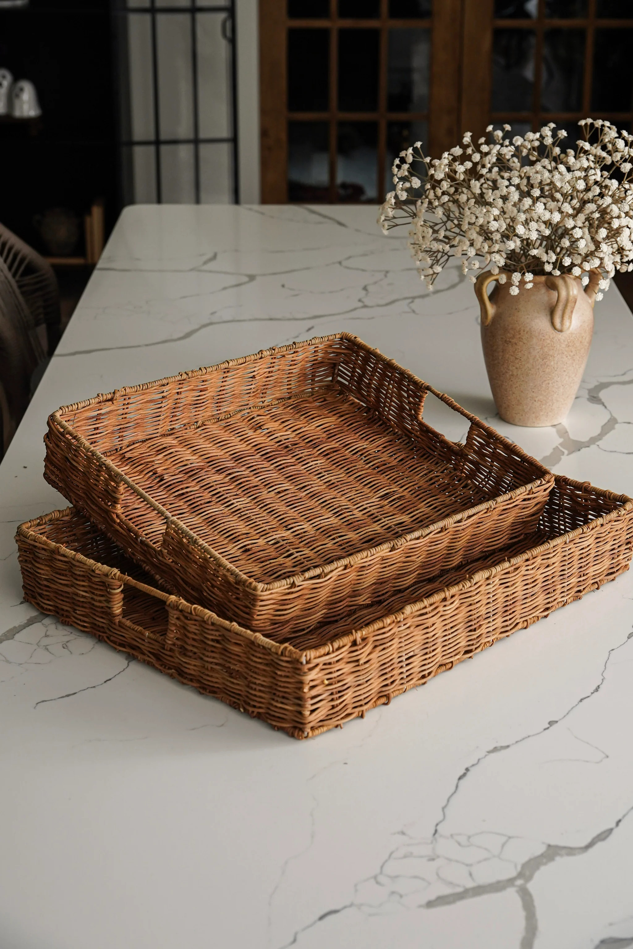 Maeve Hand-Woven Rattan Tray | MJHome