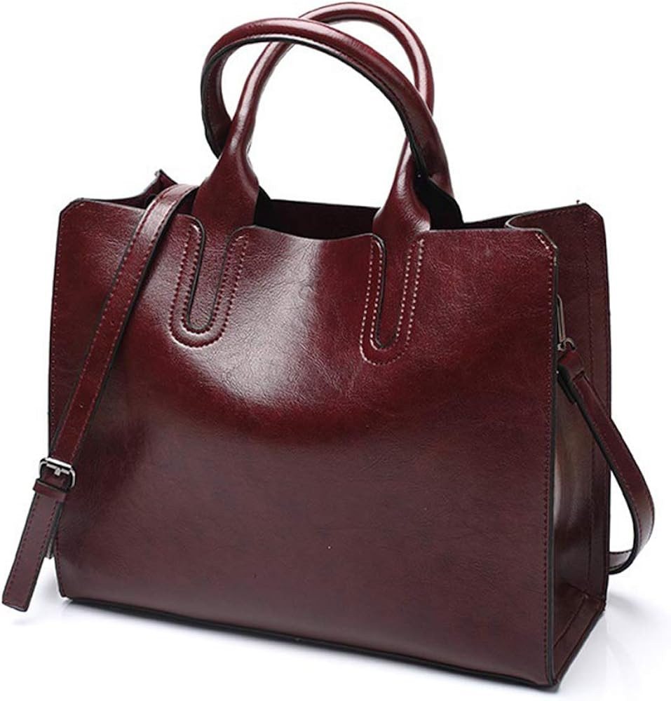 Pahajim Women Fashion Tote Handbags Lightweight PU Leather Satchel Shoulder Bags Retro Oil Wax Ha... | Amazon (US)