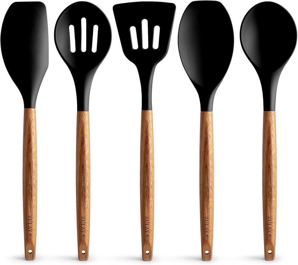 Zulay Kitchen Utensils Set Non-Stick Silicone Cooking Utensils Set with Authentic Acacia Wood Han... | Amazon (US)