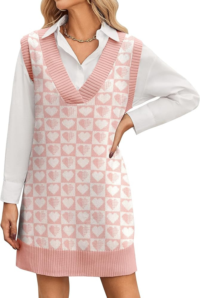 Zeagoo Women's Oversized Sweater Vest Dress V Neck Knit Pullover Sweater Vest Sleeveless Sweater ... | Amazon (US)