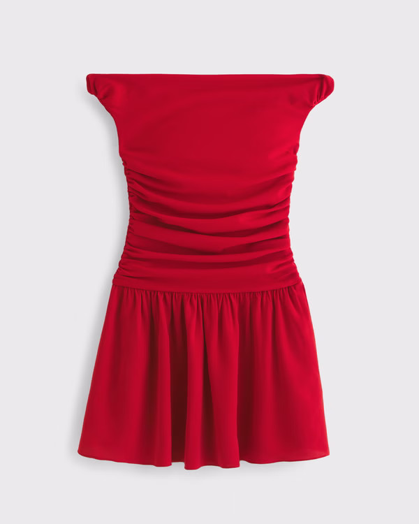 Off-The-Shoulder Ruched Mini Dress | Abercrombie & Fitch (US)