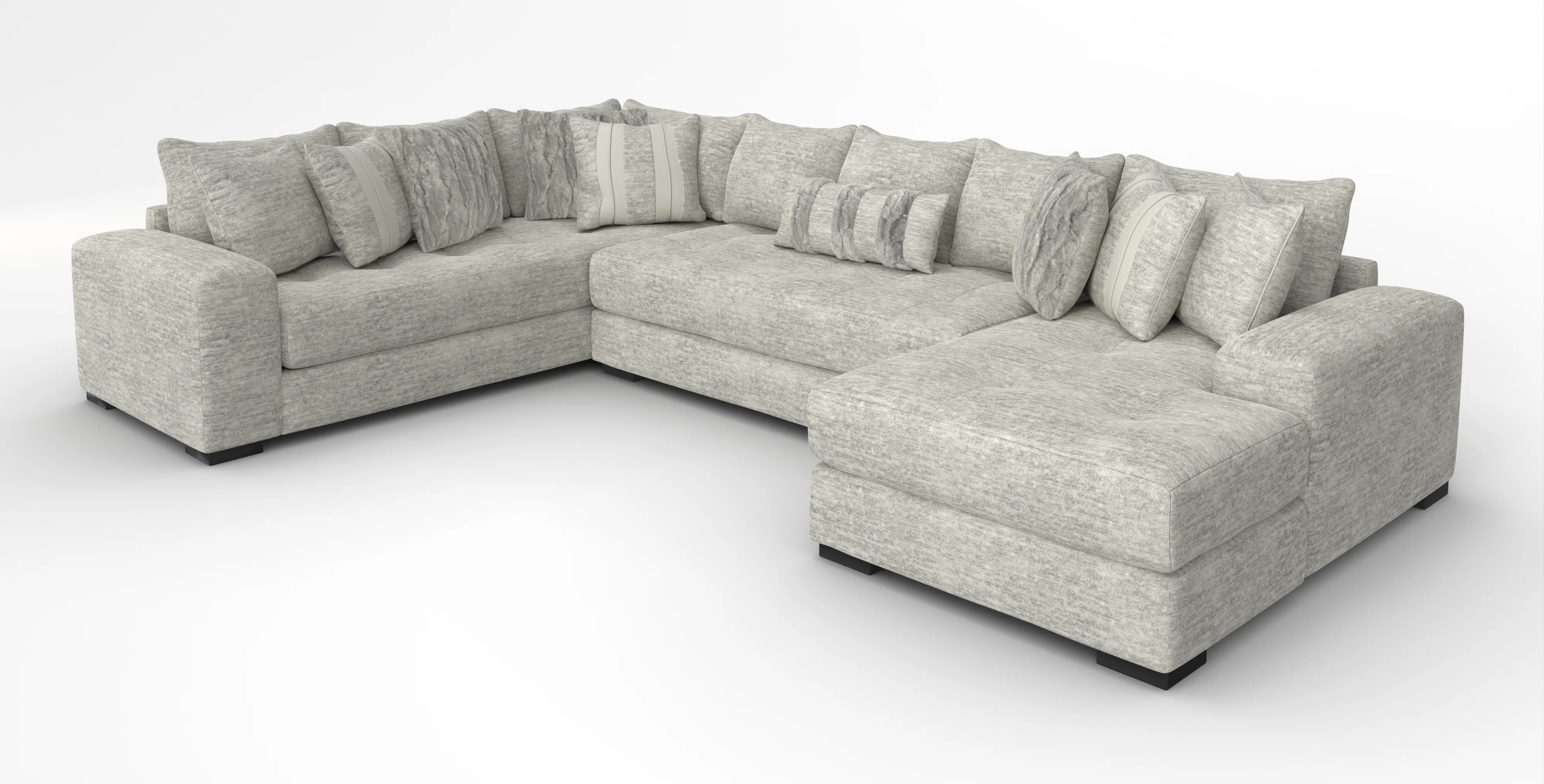 Doneshia 3-Piece Upholstered Teddy Bear Soft Fabric Sectional with Chaise Includes all Pillows as... | Wayfair North America