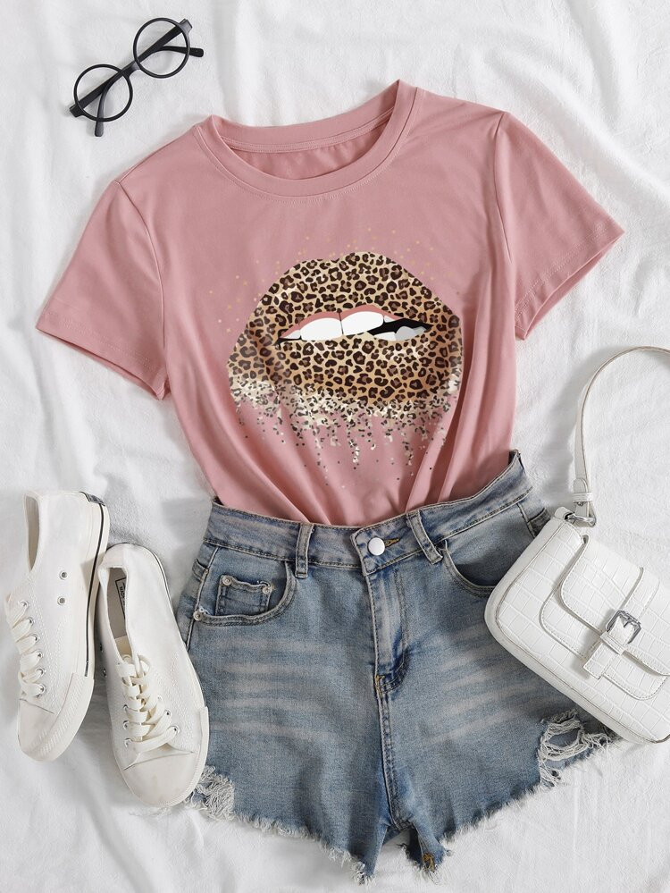 Mouth Graphic Short Sleeve Tee | SHEIN