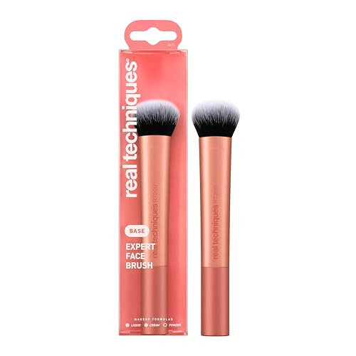 Real Techniques Expert Face Makeup Brush, For Liquid and Cream Foundation, Blush, and Bronzer, Buildable Coverage for Base Makeup, Dense, Synthetic Bristles, Vegan and Cruelty-Free, 1 Count | Amazon (UK)