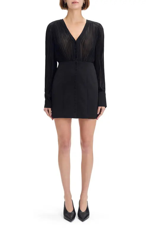 Favorite Daughter The Change Me Long Sleeve Mixed Media Minidress in Black at Nordstrom, Size 2 | Nordstrom