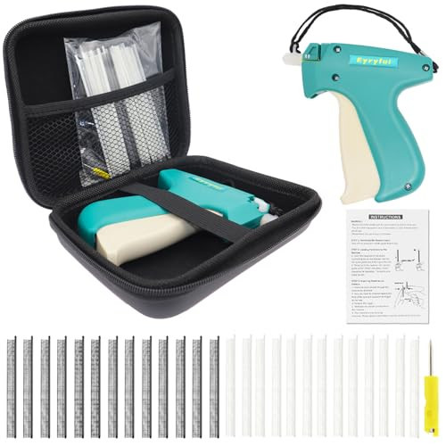Eyryfui Clothing Tag Gun Kit with Fine Needle, Stitch Tag Gun Case, 1500 Black & 1500 White Fasteners for Garment Sewing, Fixing, Quilting, Stitching | Amazon (US)