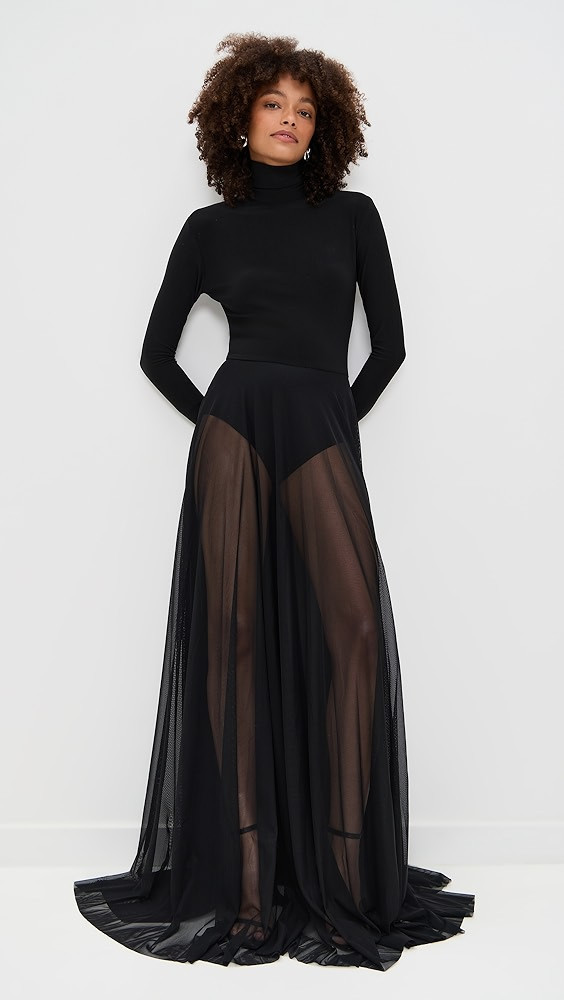 Long Sleeve Turtleneck Flared Gown | Shopbop