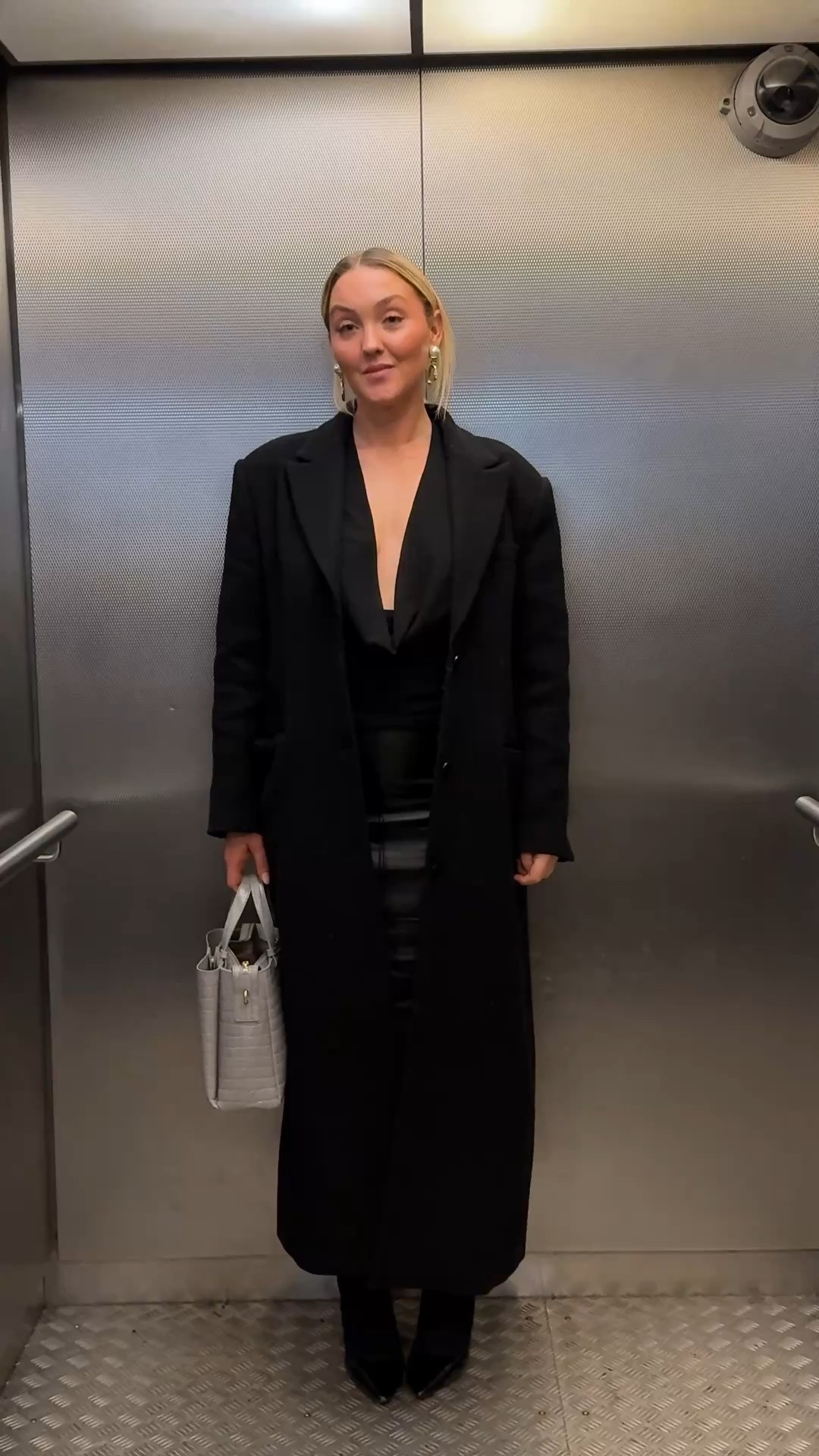 All black winter outfit. Wearing Naked Vice coat, Venroy top, Henne leather skirt, Ambra tights and Mimco accessories. 

#LTKaustralia #LTKdatenight #LTKwinter