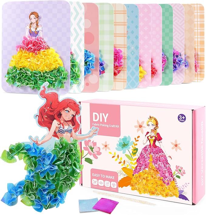 Nsuebck Crafts for Girls Ages 8-12 - Puzzle Puncture Painting with 12 Princess Board Stickers - F... | Amazon (US)