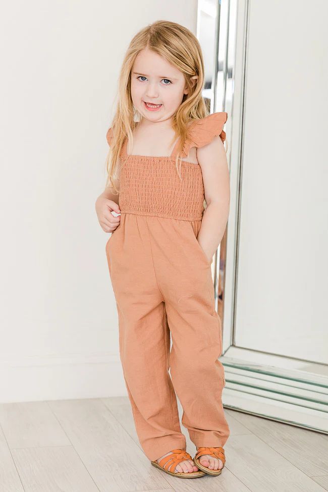 Perfectly Poised Terracotta Girls Jumpsuit | Pink Lily