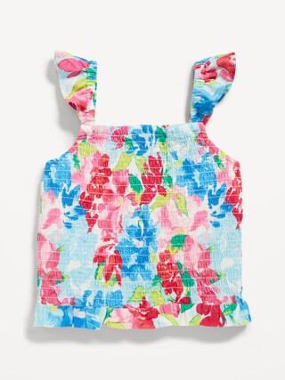 Printed Flutter-Sleeve Smocked Top for Girls | Old Navy (US)