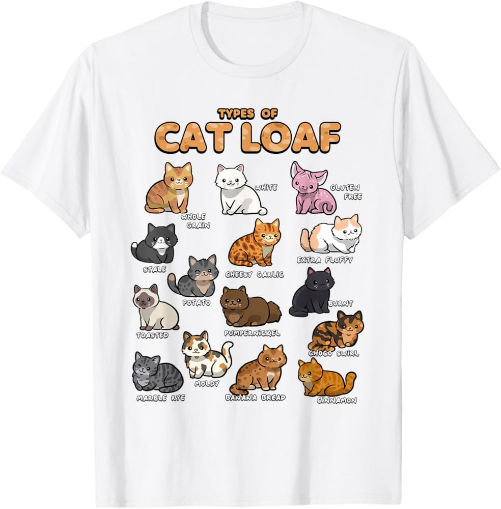 Types of Cat Loaf Cute Kitten Kawaii Cats, Cat Lover T-Shirt | Amazon (US)