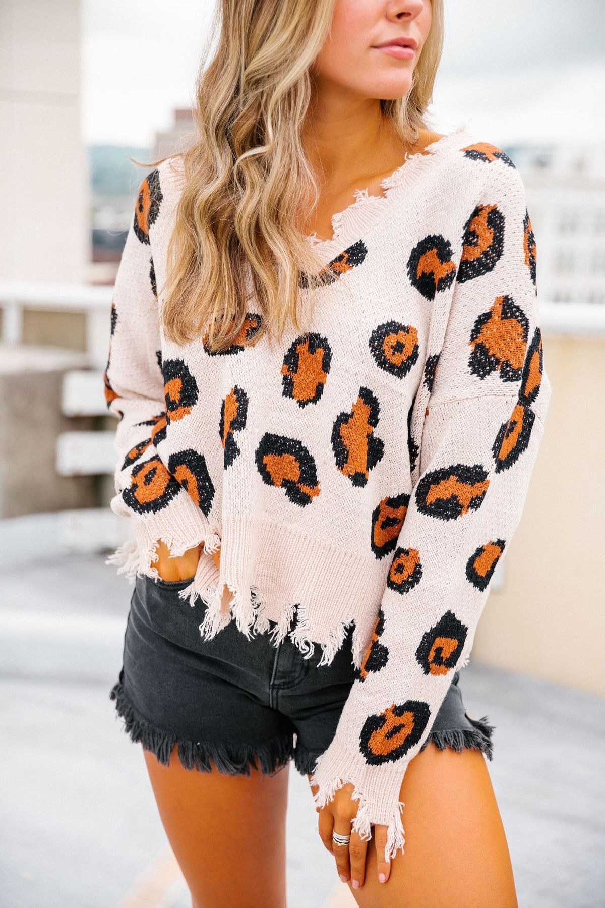 CHEETAH DISTRESSED SWEATER | Judith March