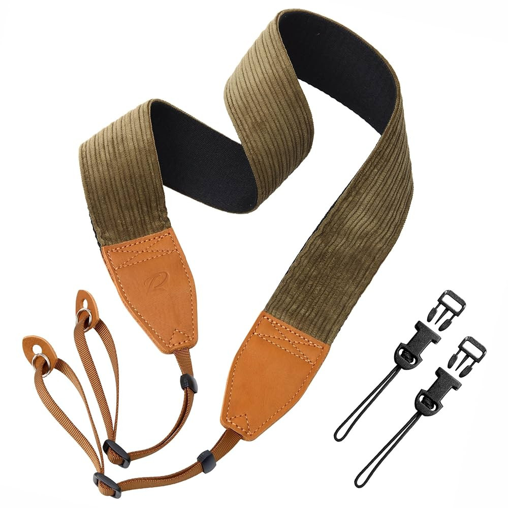Padwa Lifestyle Olive Green Corduroy Camera Strap - 2" Double Layer Full Grain Cowhide Leather He... | Amazon (US)