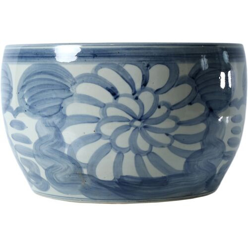 Beatrice 14" Flower Motif Planter, Blue | One Kings Lane