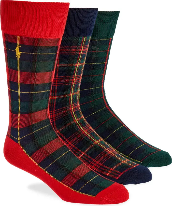 Assorted 3-Pack Holiday Plaid Dress Socks Gift Box | Nordstrom