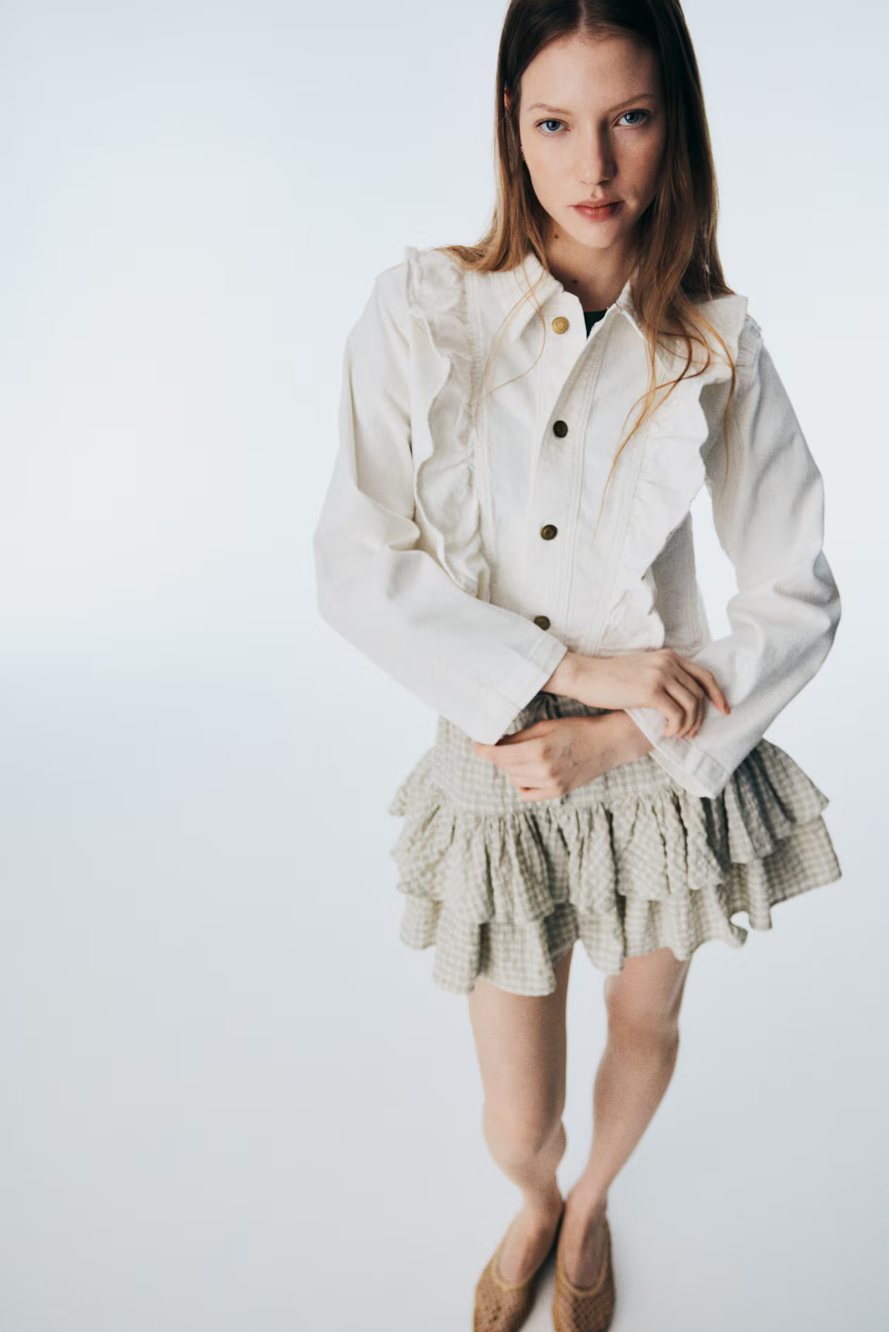 Ruffle-Trimmed Denim Jacket | H&M (US + CA)