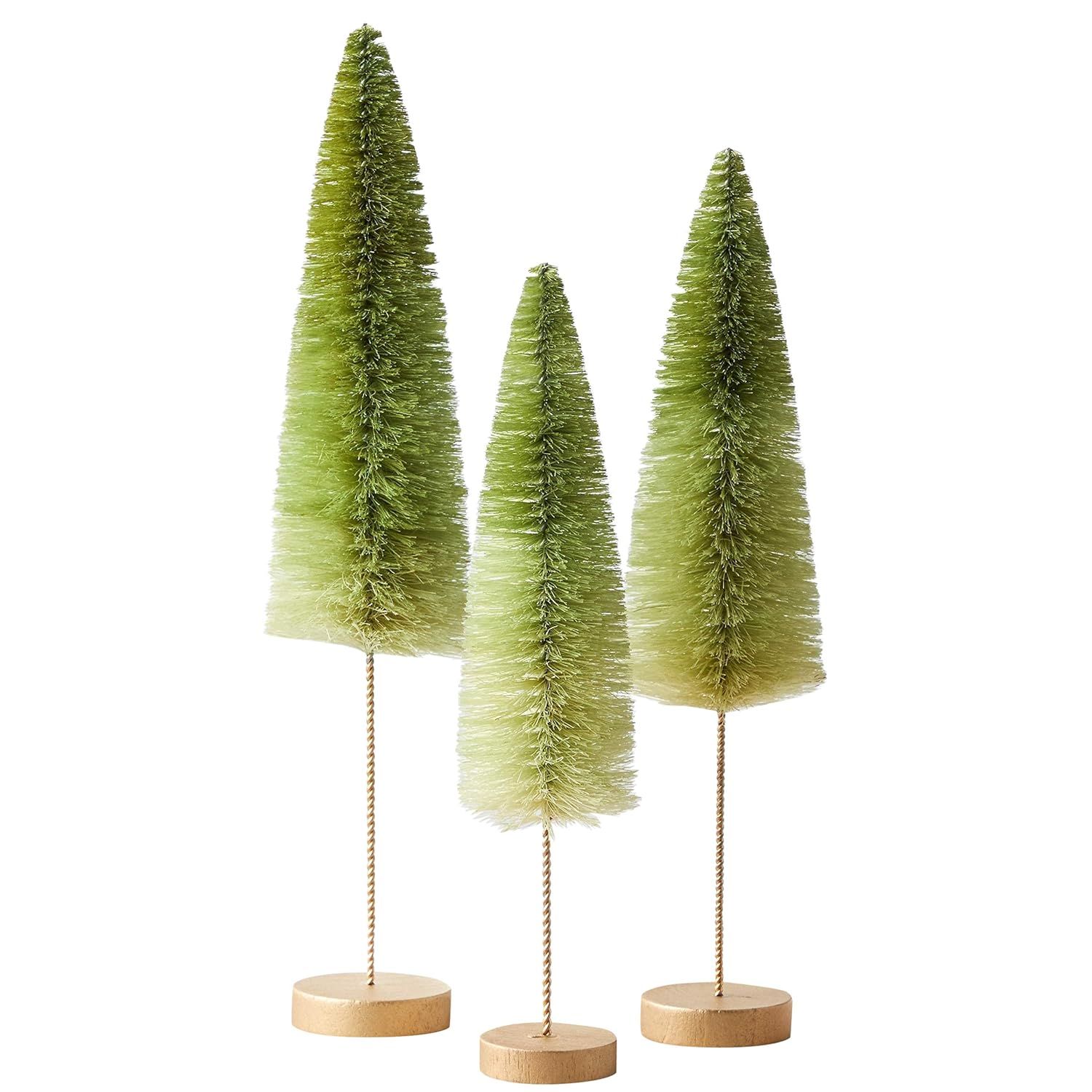Bottle Brush Trees Set of 3 Green Ombre, 10.5" 12.5" and 14" Tall, Hand-dyed Trees, Sisal Trees, ... | Amazon (US)