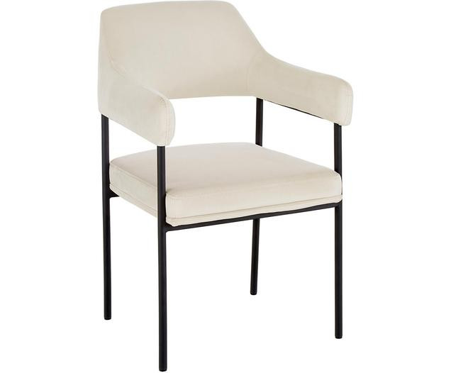 Samt-Armlehnstuhl Zoe in Cremeweiß | WestwingNow EU