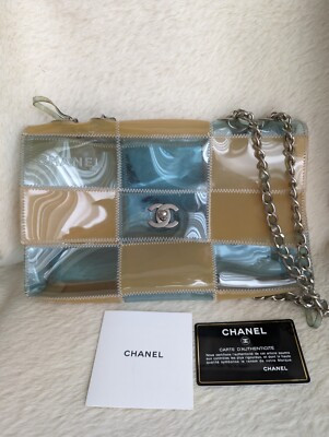 CHANEL CC  Double Chain Shoulder Bag Vinyl Clear chocolate Auth Japan Used | eBay US