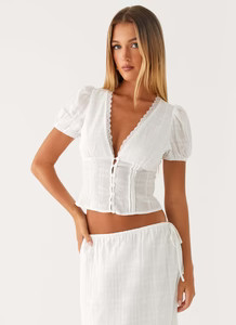 Sweet Lullaby Button Up Shirt - White | Peppermayo (Global)