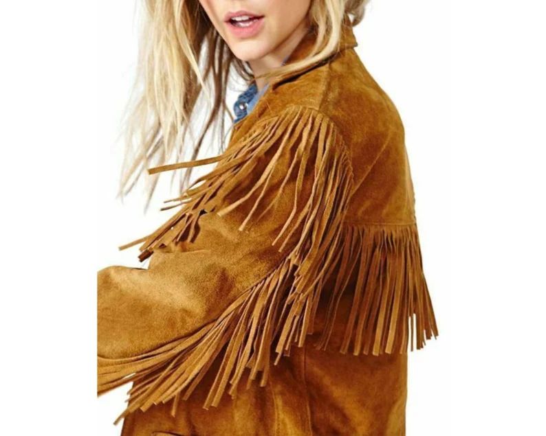 Western Suede Fringed Jacket for Women, Classic Short Cowhide Jacket for Her, Traditional America... | Etsy (US)