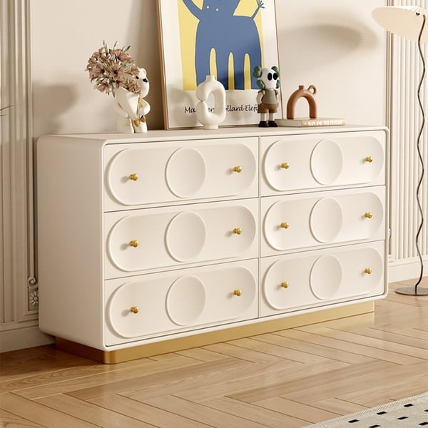 White Dresser with 6-Drawers Modern Buffet Cabinet with Storage | Homary