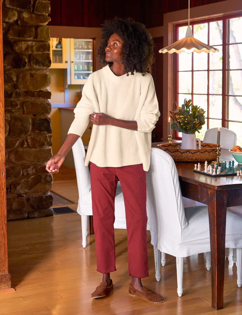 MONTECITO SWEATER Cream, Pure Italian Cotton | Frank & Eileen