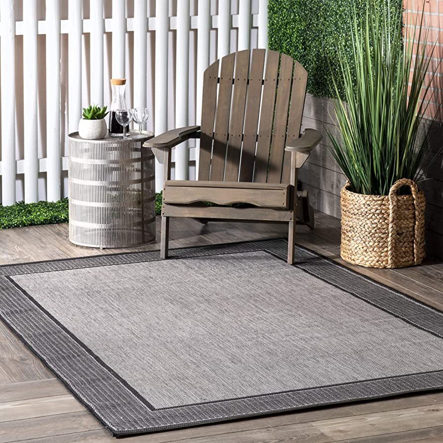 nuLOOM Gris Contemporary Indoor/Outdoor Area Rug, 5' 3" x 7' 6", Grey | Amazon (US)