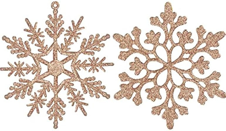 Eokeanon 36PCS Plastic Christmas Glitter Snowflake Ornaments Christmas Tree Decorations, 4 Inch P... | Amazon (US)