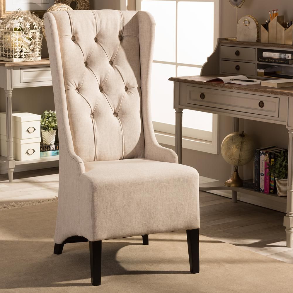 Baxton Studio Vincent Beige Fabric Upholstered Accent Chair-28862-4162-HD - The Home Depot | The Home Depot