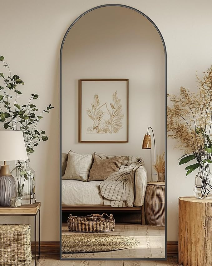 Antok Full Length Mirror, 58"x18" Arched Floor Mirror, Mirror Full Length with Stand, Wall Mounte... | Amazon (US)