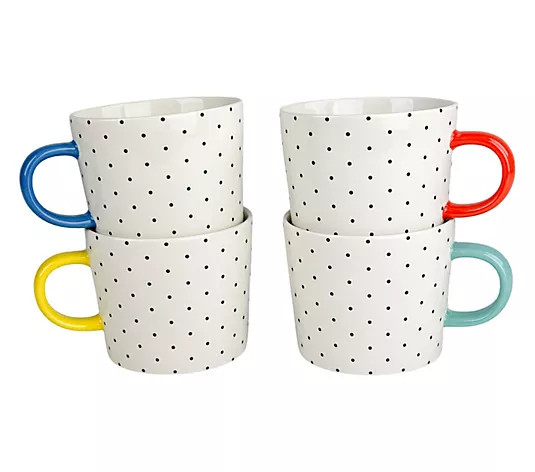 10 Strawberry Street Set of 4 Oogle Polka Dot Mug - QVC.com | QVC