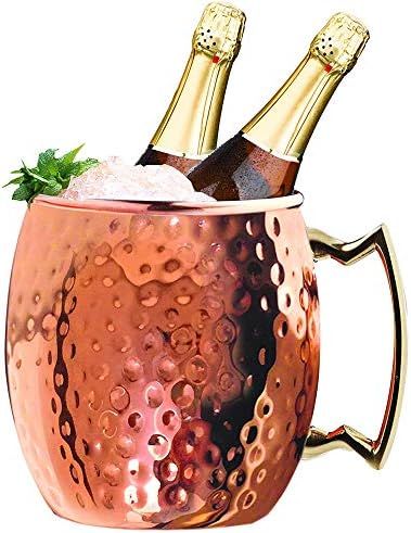 Jolitac Copper Ice Bucket 5 Quart Party Bucket Drinks Cooler with Carry Handle for Wine Champagne... | Amazon (US)