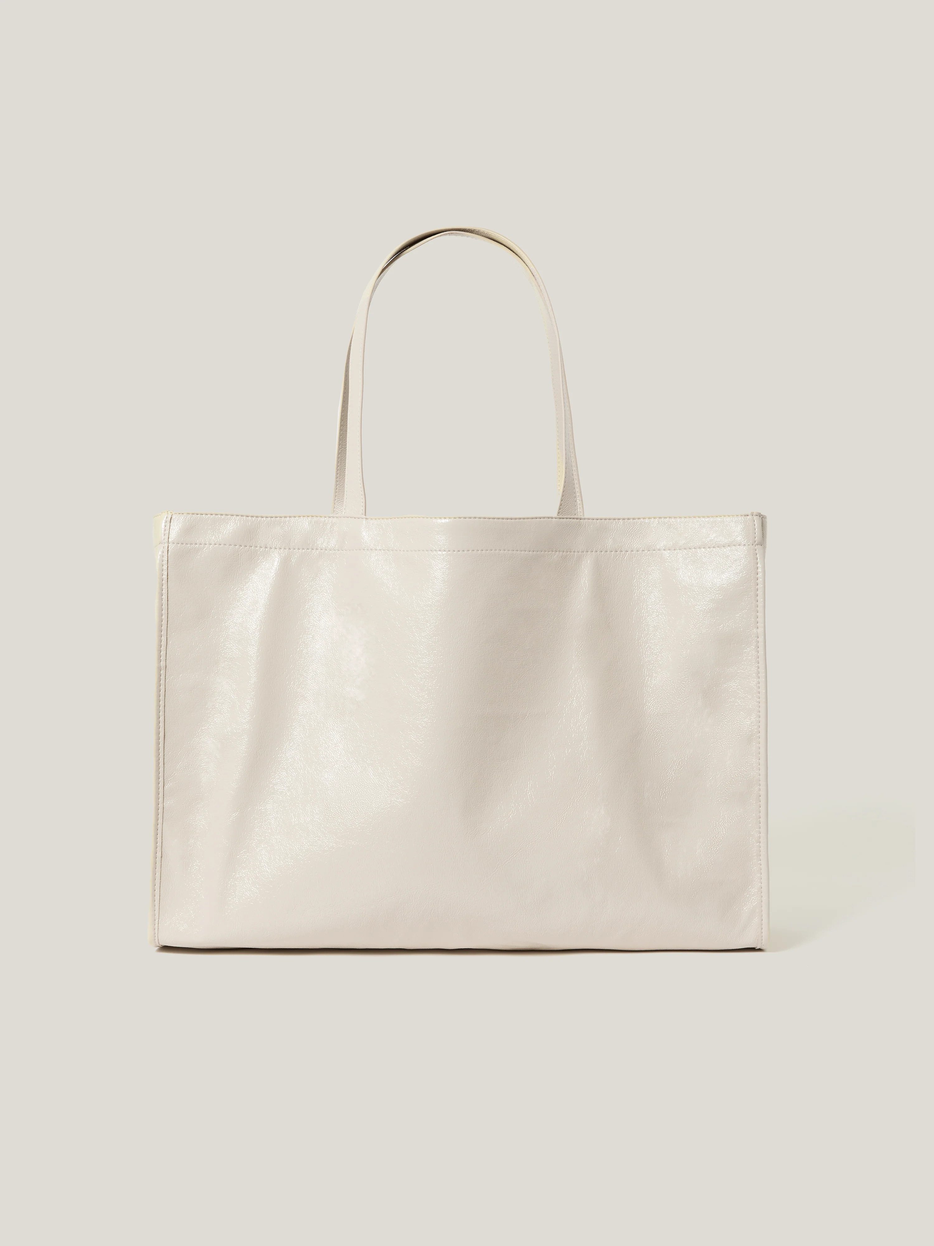 Large Patent Tote Bag | Cream | Jigsaw (UK)
