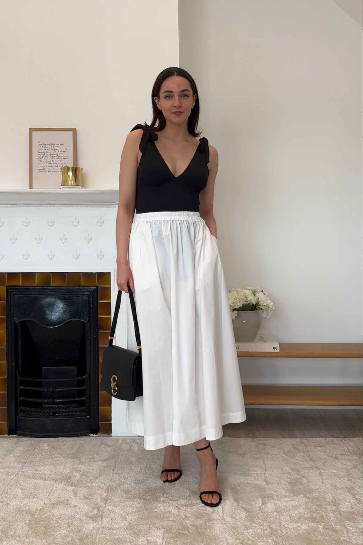 Spring summer outfit, white maxi skirt, H&M, Aligne, black and white outfit, chic outfits, classic style 

#LTKsummer #LTKeurope #LTKstyletip