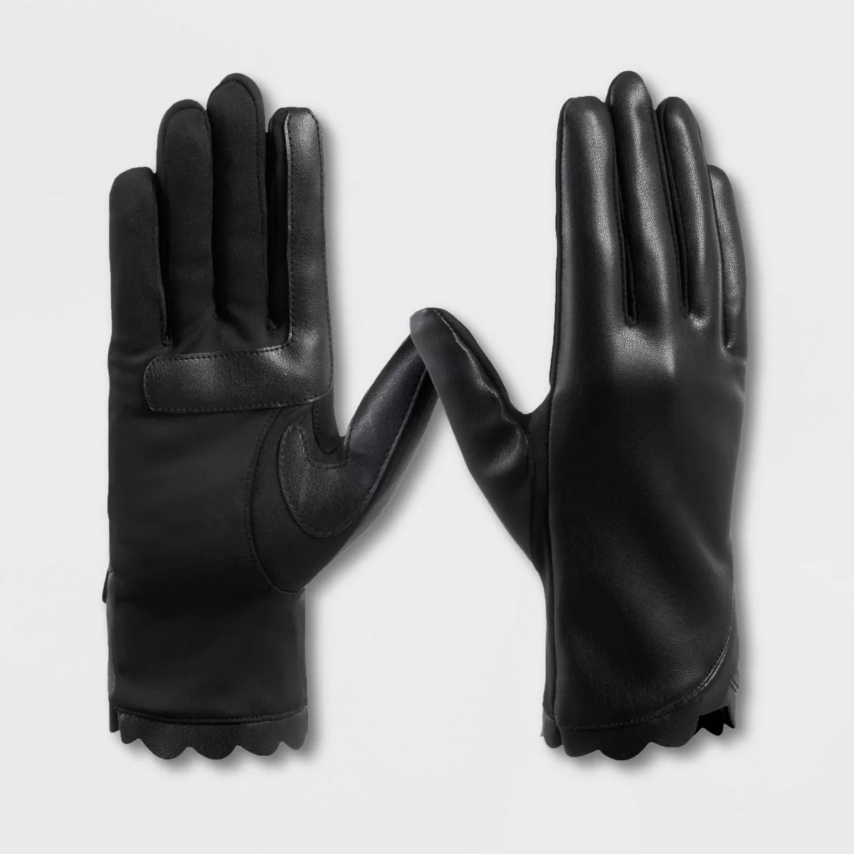 Isotoner Adult Faux Leather Scalloped Gloves | Target