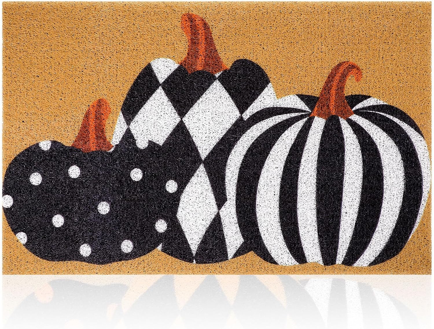Fall Pumpkins Door Mat Fall Imitation Coir Doormat plaid pumpkin Outdoor Mat Autumn Farmhouse Flo... | Amazon (US)
