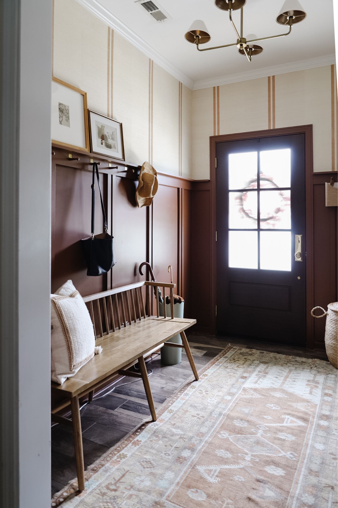 Our new entry! Entryway decor, vintage rug, wooden bench, La Jolla basket 

#LTKHome