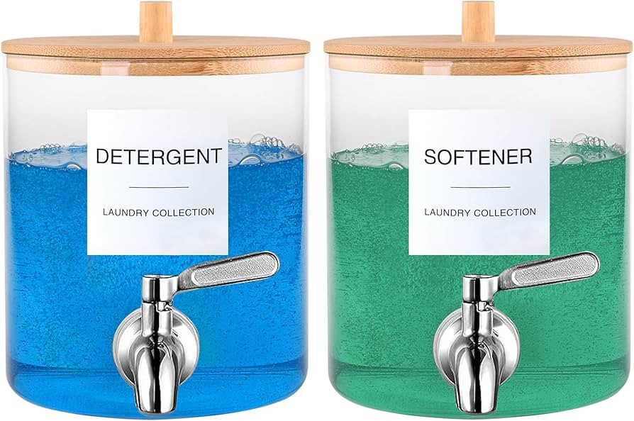 Laundry Detergent Dispenser Glass Jars, 128 Oz / 3.5 L Fabric Softener Dispenser for Laundry Room... | Amazon (US)