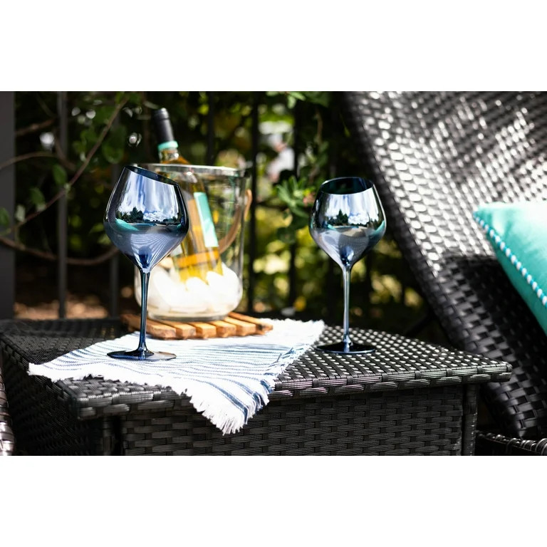 Jeanne Fitz Slant Collection Red Wine Glasses, Set of 2, Blue - Walmart.com | Walmart (US)