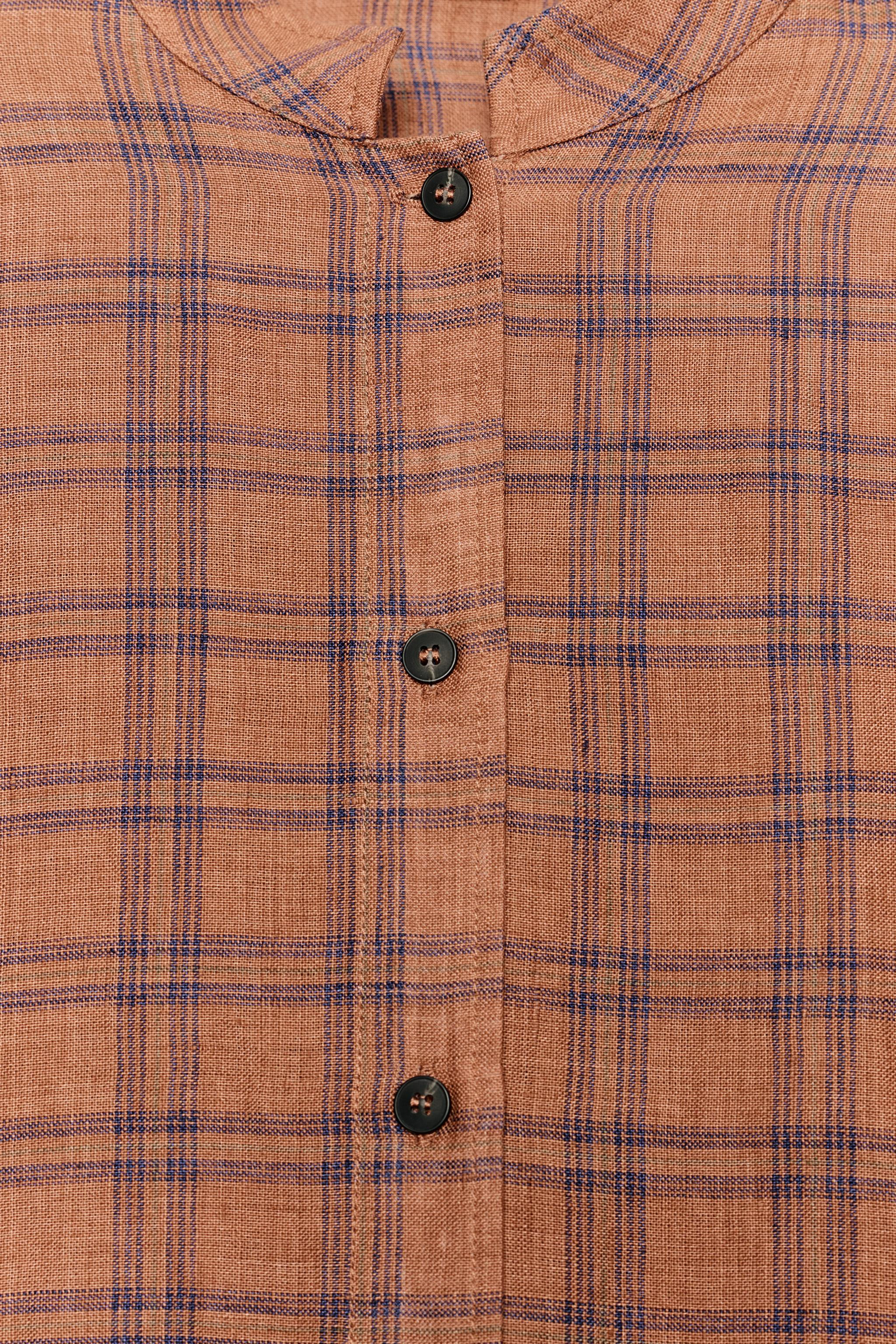 ZW COLLECTION CHECKED LINEN SHIRT | Zara UK