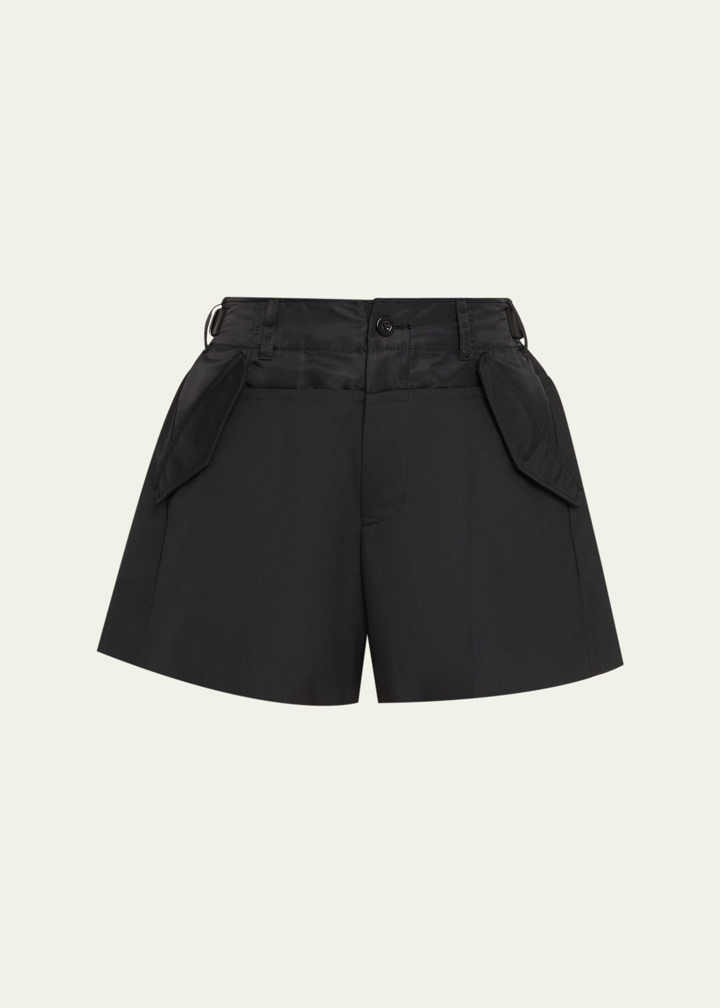 SACAI Wide-Leg Hybrid Suiting Shorts | Bergdorf Goodman