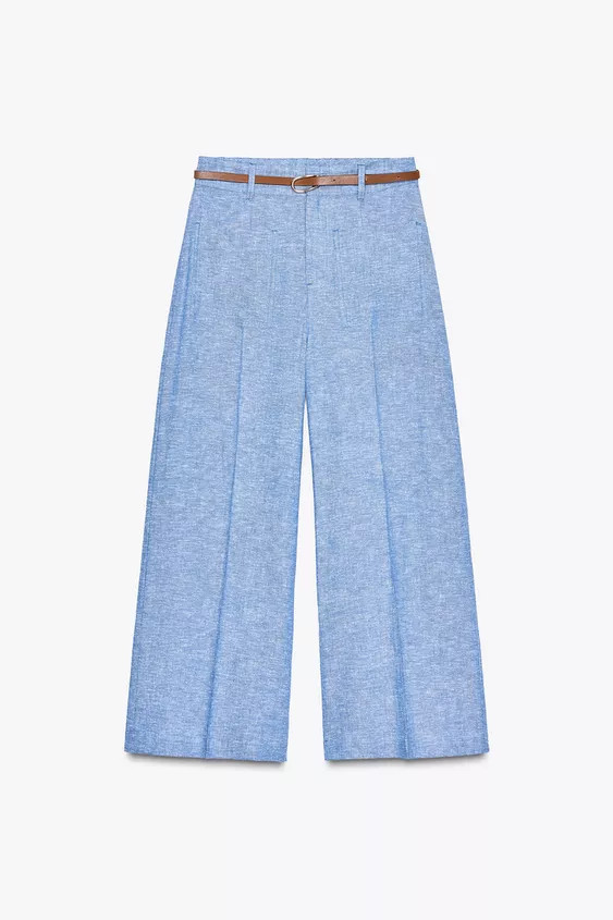 LINEN BLEND CULOTTES WITH BELT | Zara UK
