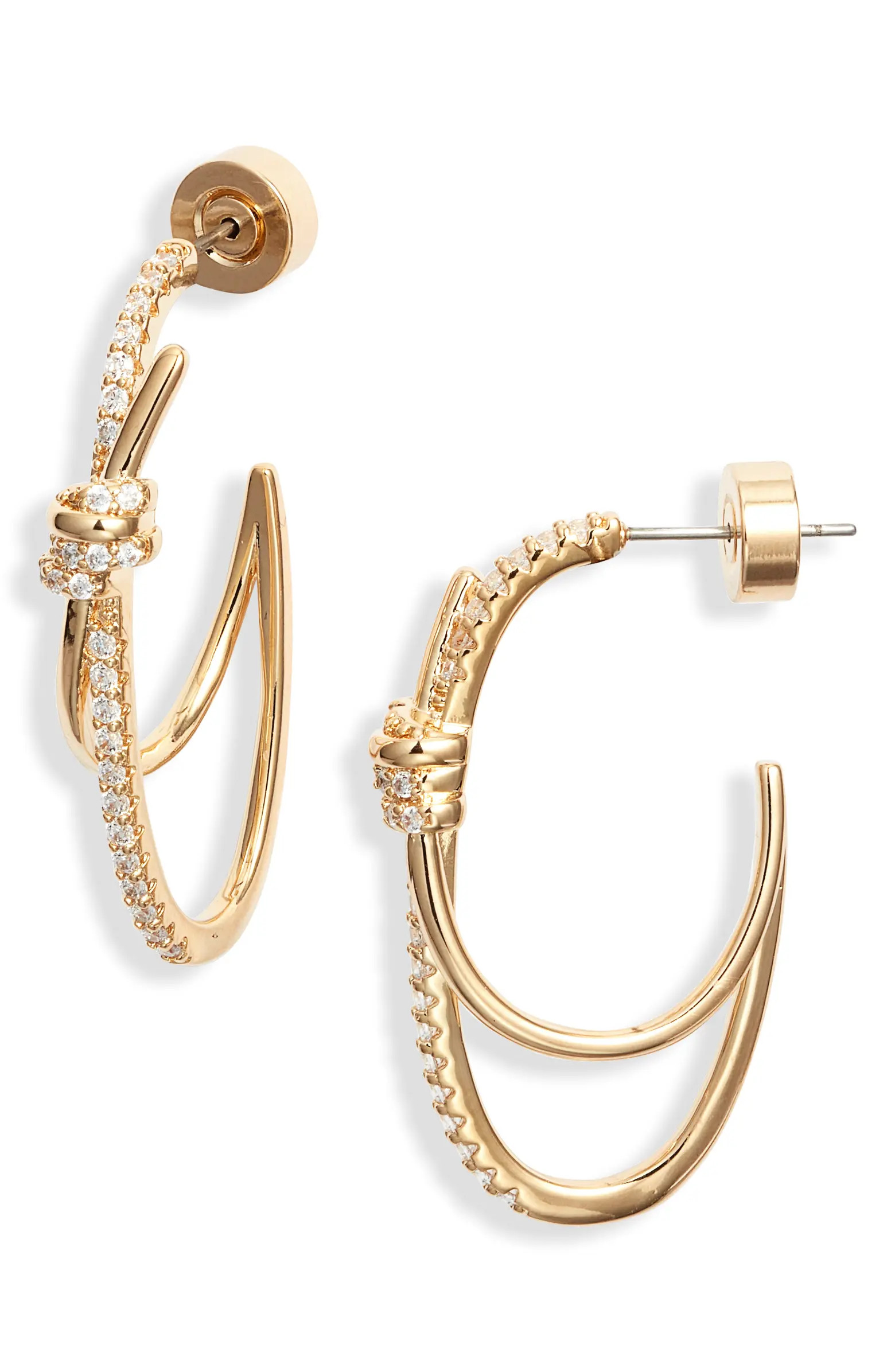 Cubic Zirconia Knot Double Hoop Earrings | Nordstrom
