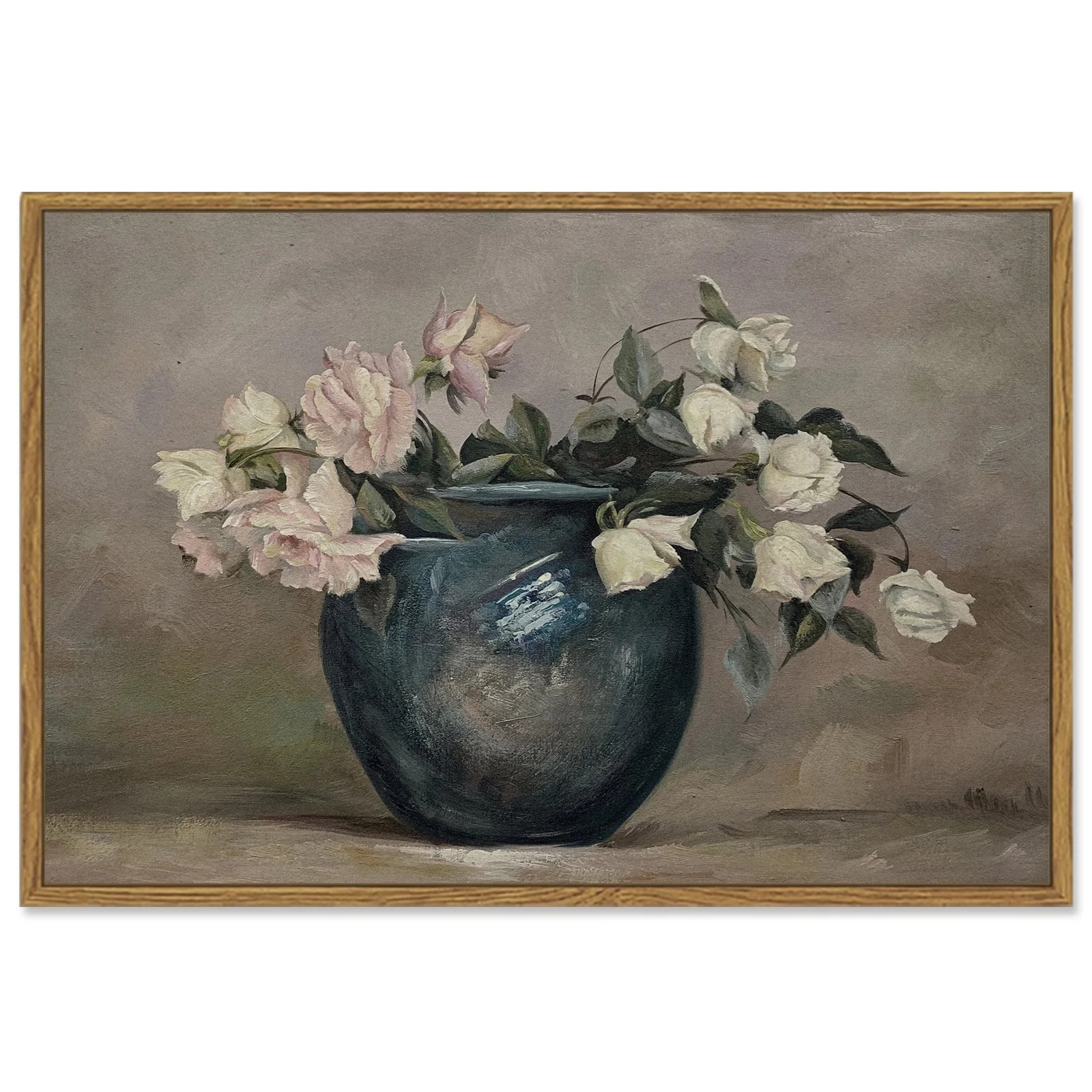 Drsoum 16x24in Vintage Classical Canvas Wall Art Framed Oil Painting The Flowers of a Vase Room D... | Walmart (US)