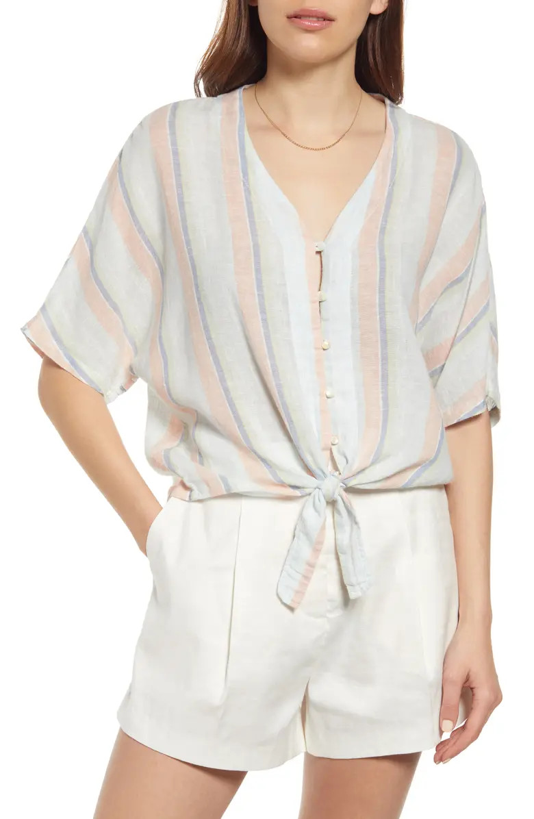 Thea Stripe Tie Front Top | Nordstrom