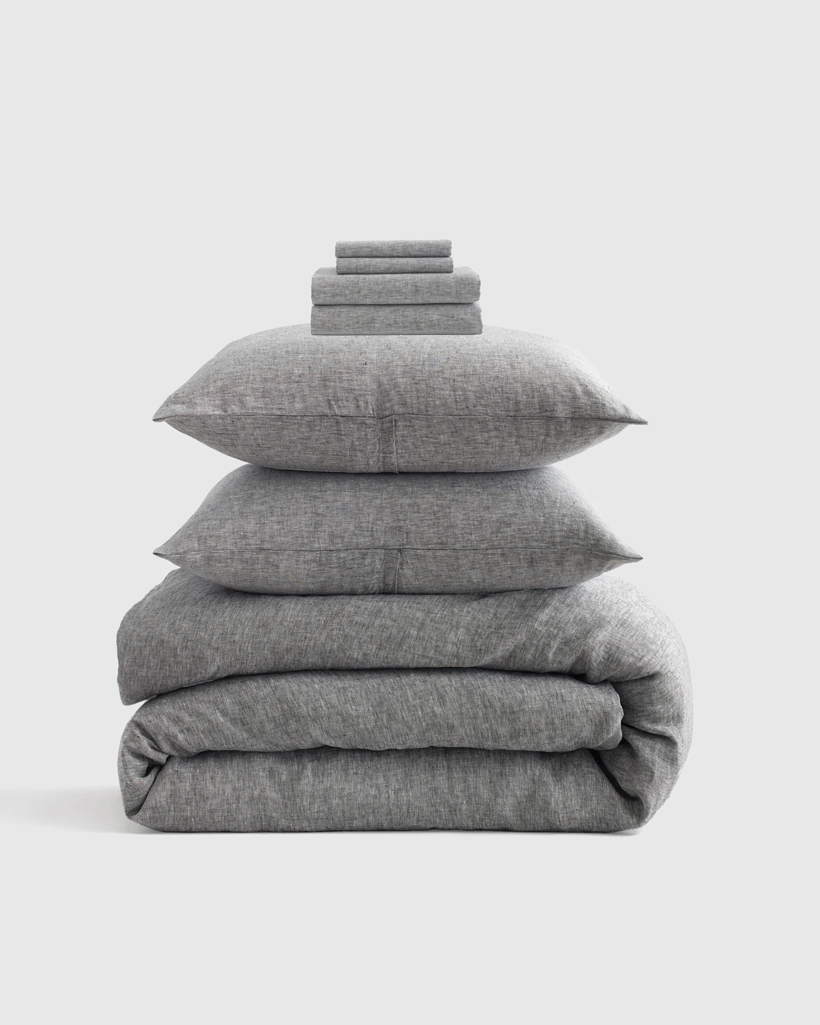 Quince | European Linen Chambray Deluxe Bedding Bundle in Charcoal, Size Full | Quince