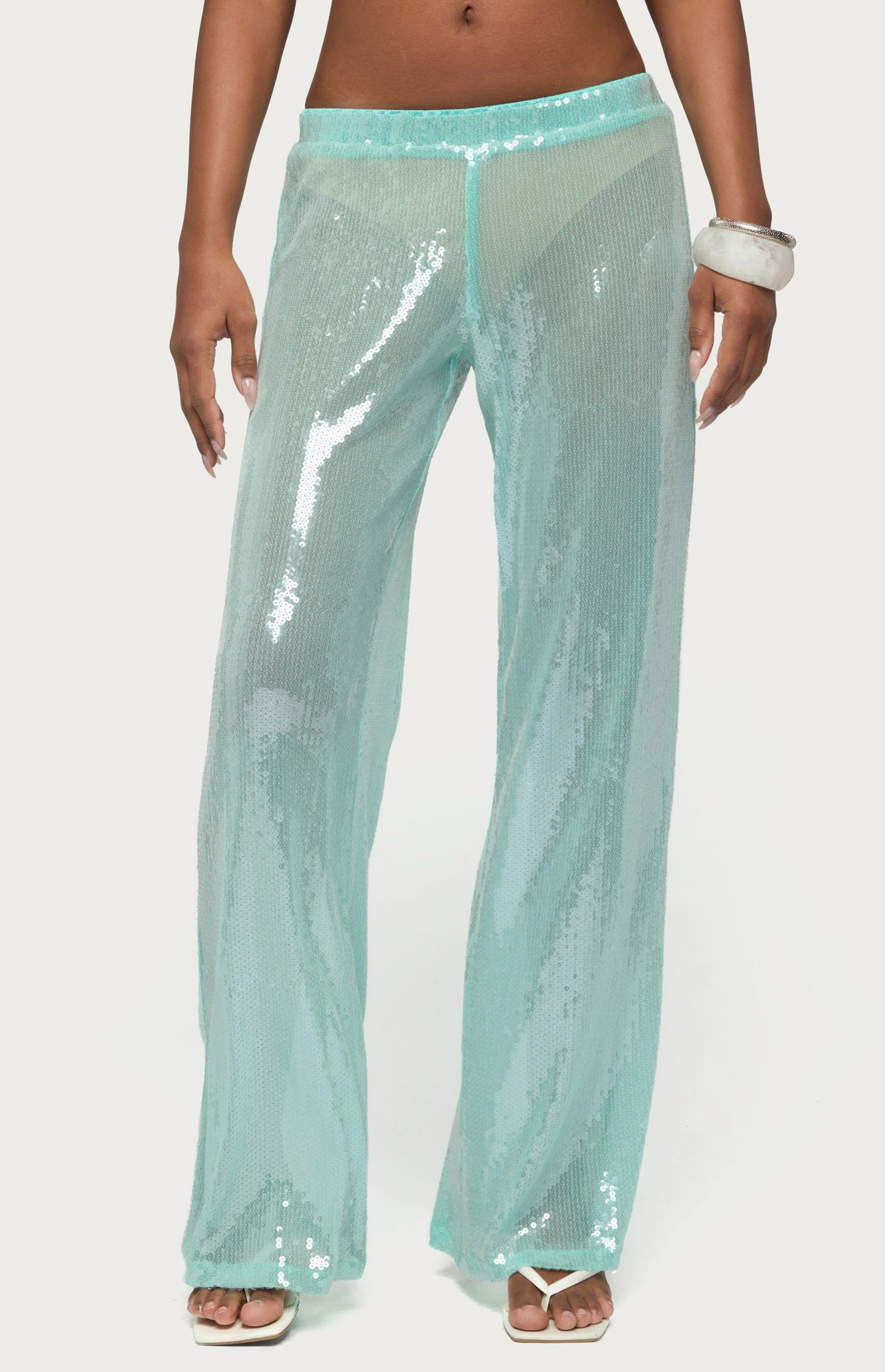 Edikted Avalee Sequin Wide Leg Pants | PacSun